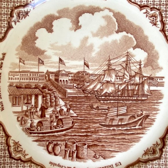 MEAKIN, ALFRED Fair Winds Brown 9" Luncheon/Dinner Plate - Set of 4, Brown Ships - Picture 2 of 7